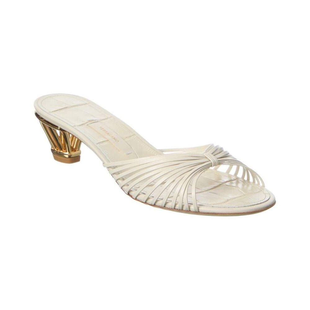 Ferragamo Leather Sandal, White